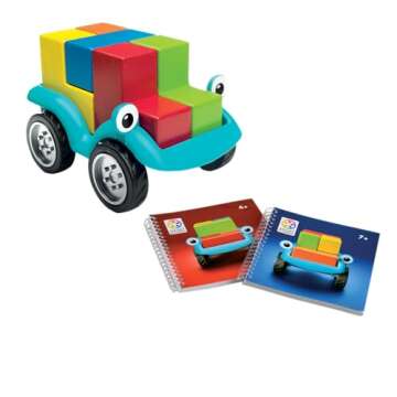 SmartGames Smart Car 5 x 5 Wooden Cognitive Skill-Building Puzzle Game Featuring 96 Playful Challenges for Ages 4+