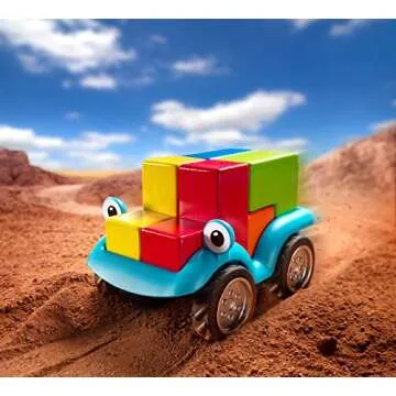 SmartGames Smart Car 5 x 5 Wooden Cognitive Skill-Building Puzzle Game Featuring 96 Playful Challenges for Ages 4+