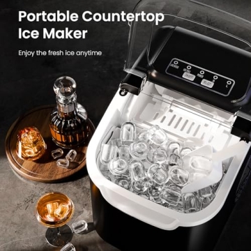 Antarctic Star Pro-Grade Countertop Ice Maker, 8 Cubes in 6 Mins, 26lbs/Day, Self-Cleaning, 2 Sizes,...