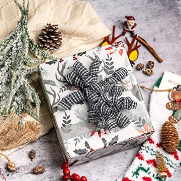 Premium Self-Adhesive Christmas Curly Bows in Plaid