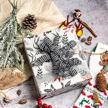 Premium Self-Adhesive Christmas Curly Bows in Plaid