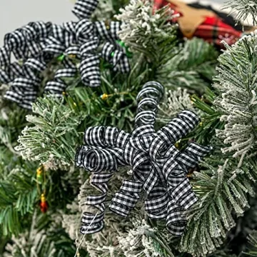 Premium Self-Adhesive Christmas Curly Bows in Plaid