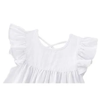 GSVIBK Baby Girls Casual Flutter Sleeve Dress for Toddlers