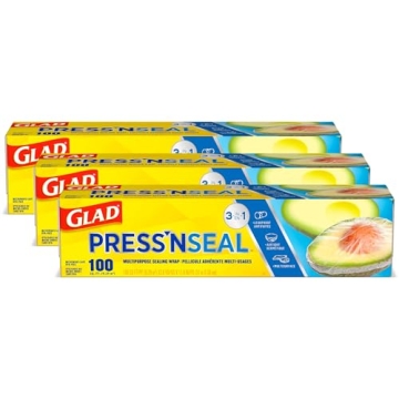 Glad Press'n Seal Food Wrap 100 Sq Ft Roll Pack of 3