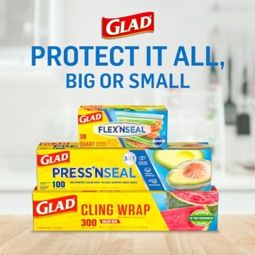 Glad Press'n Seal Food Wrap 100 Sq Ft Roll Pack of 3