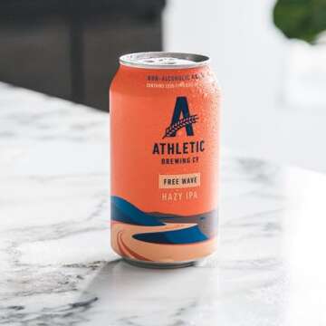 Athletic Brewing Company Craft Non-Alcoholic Beer - 12 Pack x 12 Fl Oz Cans - Free Wave Hazy IPA - Low-Calorie, Award Winning - Loaded with Amarillo, Citra, and Mosaic Hops