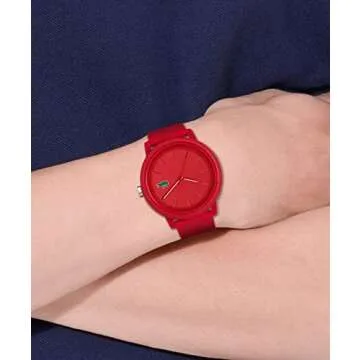 Lacoste 12.12 Men's TR90 Case Quartz Watch with Red Rubber Strap (Model: 2011173)