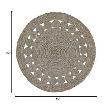 SAFAVIEH Natural Fiber Collection Area Rug - 5' Round, Grey, Handmade Boho Charm Farmhouse Jute, Ide...