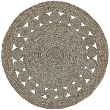 SAFAVIEH Natural Fiber Collection Area Rug - 5' Round, Grey, Handmade Boho Charm Farmhouse Jute, Ideal for High Traffic Areas in Living Room, Bedroom (NF364C)