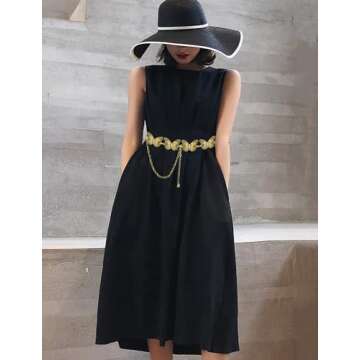 TOPACC Gold Chain Belts for Women Fashion Western Boho Turquoise Metal Belt Butterfly Chain Belt for Dress Jeans