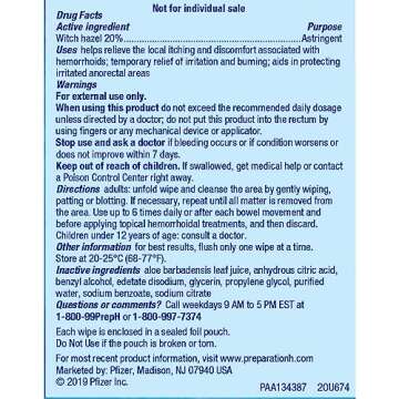 Preparation H Soothing Relief Wipes with Aloe and Witch Hazel for Itch Relief - 60 Count