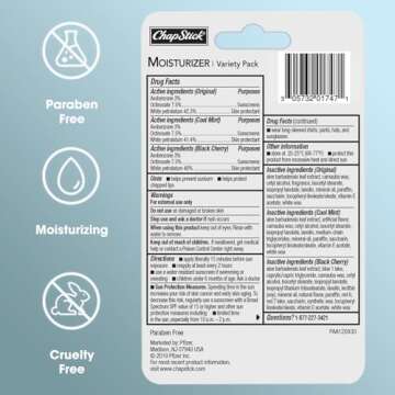 ChapStick Moisturizer 2-in-1 Lipcare SPF 15, Original, Black Cherry, Cool Mint, 3-Pack – Sunscreen Lip Balm with Aloe Vera and Vitamin E, 0.15 Oz Ea