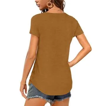 Amoretu Women's Short Sleeve V-Neck Tee - Stylish & Comfortable Summer Blouse