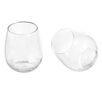Amazon Basics Tritan Stemless Wine Glasses - 17.6-Ounce, Set of 4 (Plastic Material)
