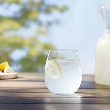 Amazon Basics Tritan Stemless Wine Glasses - 17.6-Ounce, Set of 4 (Plastic Material)