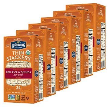 Lundberg Organic Thin Stackers, Red Rice & Quinoa, Salt-Free,Thin Multigrain Rice Cakes, Gluten-Free...