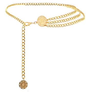 AMYGEM Multilayer Metal Waist Chain Belt - Adjustable Body Jewelry for All Styles