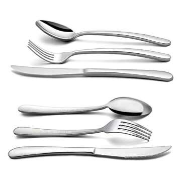 20-Piece Heavy Duty Silverware Set, HaWare Stainless Steel Solid Flatware Cutlery for 4, Modern & Elegant Design for Home/Restaurant/Wedding, Mirror Polished and Dishwasher Safe