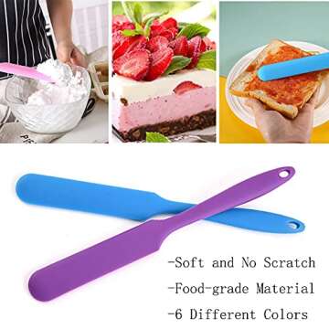 Small Silicone Spatulas Bulk for Kitchen, Baking, Cake Icing, Resin Craft(set of 6), Mini Silicon Sc...
