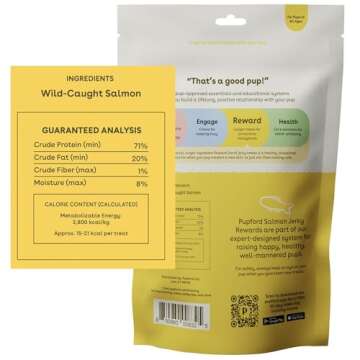 Pupford Salmon Jerky Treats for Dogs for Large & Small Dogs of All Ages | Made in USA, 100% Real Mea...