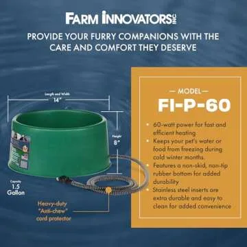 Farm Innovators Heated Pet Water Bowl - 1.5 Gallons, Durable