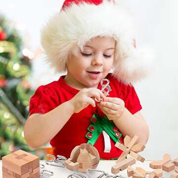 LESONG Brain Teasers Metal and Wooden Puzzles for Kids and Adults 9 Pack, Mind, IQ, and Logic Test a...