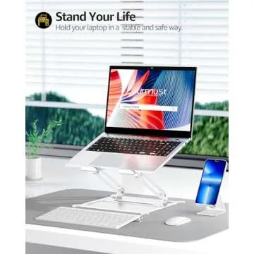 Urmust Laptop Notebook Stand Holder Adjustable Ultrabook Stand Riser Portable Compatible with MacBook Air Pro HP Dell XPS Lenovo All laptops 10-15.6"(Silver)