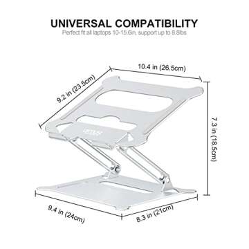 Urmust Laptop Notebook Stand Holder Adjustable Ultrabook Stand Riser Portable Compatible with MacBook Air Pro HP Dell XPS Lenovo All laptops 10-15.6"(Silver)