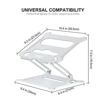 Urmust Laptop Notebook Stand Holder Adjustable Ultrabook Stand Riser Portable Compatible with MacBook Air Pro HP Dell XPS Lenovo All laptops 10-15.6"(Silver)
