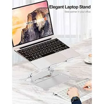 Urmust Laptop Notebook Stand Holder Adjustable Ultrabook Stand Riser Portable Compatible with MacBook Air Pro HP Dell XPS Lenovo All laptops 10-15.6"(Silver)