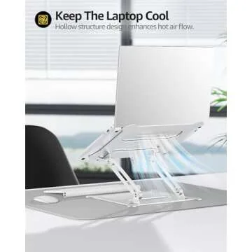 Urmust Laptop Notebook Stand Holder Adjustable Ultrabook Stand Riser Portable Compatible with MacBook Air Pro HP Dell XPS Lenovo All laptops 10-15.6"(Silver)