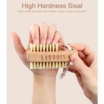 Larbois Nail Brush for Cleaning Fingernails - Eco-Friendly 2Pack Wooden Brushes