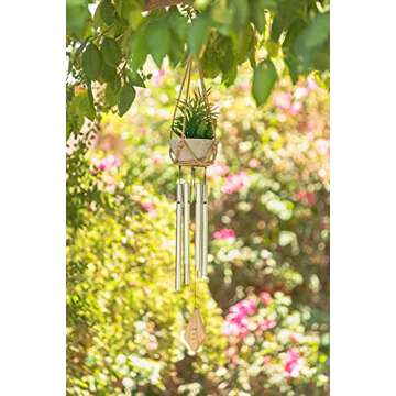 Celebration Wind Chimes - Windchimes for Loved Ones - Gifts for Family, Friends - Hanging Garden Decor with Succulent Planter - Outdoor Home Decorations