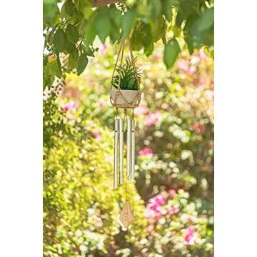 Celebration Wind Chimes - Windchimes for Loved Ones - Gifts for Family, Friends - Hanging Garden Decor with Succulent Planter - Outdoor Home Decorations