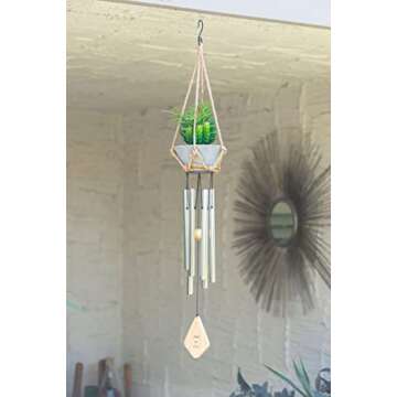 Celebration Wind Chimes - Windchimes for Loved Ones - Gifts for Family, Friends - Hanging Garden Decor with Succulent Planter - Outdoor Home Decorations