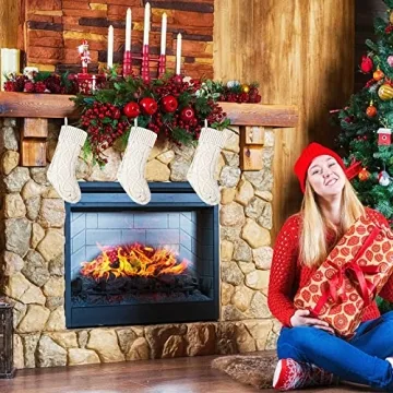 Knitted Christmas Stockings 18" Double-Sided for Decor