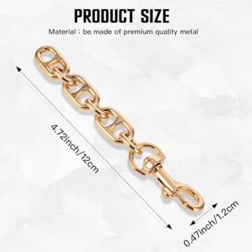 2 Pcs Purse Strap Extender Gold 4.7 Inch Strap Extender for Crossbody Bag Short Metal Chain Strap Pu...