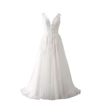 Abaowedding Women's Lace Applique Wedding Dress