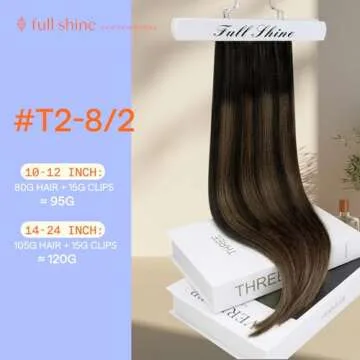 Full Shine Clip in Hair Extensions Balayage Color 2 Darkest Brown