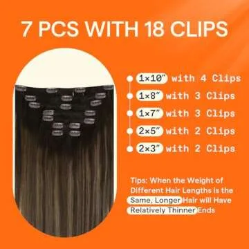 Full Shine Clip in Hair Extensions Balayage Color 2 Darkest Brown