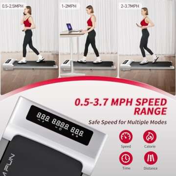 RHYTHM FUN Walking Pad Under Desk Treadmill, Walking Pad Treadmill 300 LB Capacity with Remote Control, Portable Treadmill for Office/Home Lightweight, Mini Treadmill with 3 Window LED Display White
