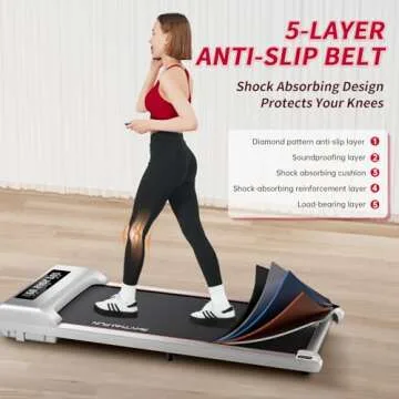 RHYTHM FUN Walking Pad Under Desk Treadmill, Walking Pad Treadmill 300 LB Capacity with Remote Control, Portable Treadmill for Office/Home Lightweight, Mini Treadmill with 3 Window LED Display White