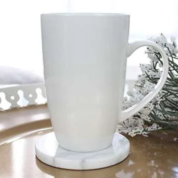 Set of 4 - White Marble Stone Coasters Polished Coasters – 3.5 Inches (9 cm) in Diameter – Protection from Drink Rings -CraftsOfEgypt