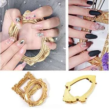 mozhixue 5 Pcs Mini Gold Frames - Small Gold Vintage Flower Oval Rectangle Baroque Frames Table Top Frame for Christmas Holiday Party Decor(𝙬𝙞𝙩𝙝𝙤𝙪𝙩 𝙂𝙡𝙖𝙨𝙨 S𝙩𝙖𝙣𝙙 𝙤𝙧 𝘽𝙖𝙘𝙠𝙞𝙣𝙜)