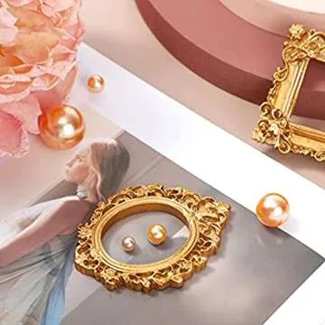 mozhixue 5 Pcs Mini Gold Frames - Small Gold Vintage Flower Oval Rectangle Baroque Frames Table Top Frame for Christmas Holiday Party Decor(𝙬𝙞𝙩𝙝𝙤𝙪𝙩 𝙂𝙡𝙖𝙨𝙨 S𝙩𝙖𝙣𝙙 𝙤𝙧 𝘽𝙖𝙘𝙠𝙞𝙣𝙜)