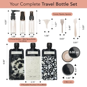 Kitsch Travel Bottles - TSA Approved, Refillable Essentials Kit