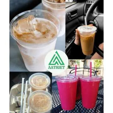 Aatriet 20 oz Clear Plastic Cups - 25 Sets for On-the-Go Drinks