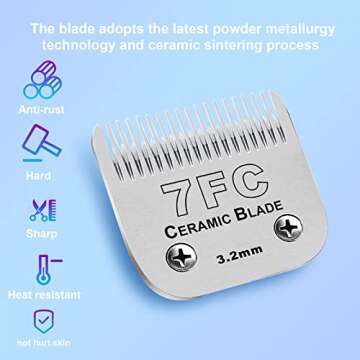 Size 7FC/5FC/4FC/3FC Detachable Pet Dog Grooming Clipper Ceramic Blades Set,Compatible with Andis,Os...