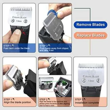 Size 7FC/5FC/4FC/3FC Detachable Pet Dog Grooming Clipper Ceramic Blades Set,Compatible with Andis,Oster A5,Wahl KM10 Series Clippers,Cut Length 1/8"(3.2mm) to 1/2"(13mm),4 Pack