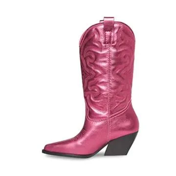 Steve Madden West Pink Metallic Pull On Western Boots